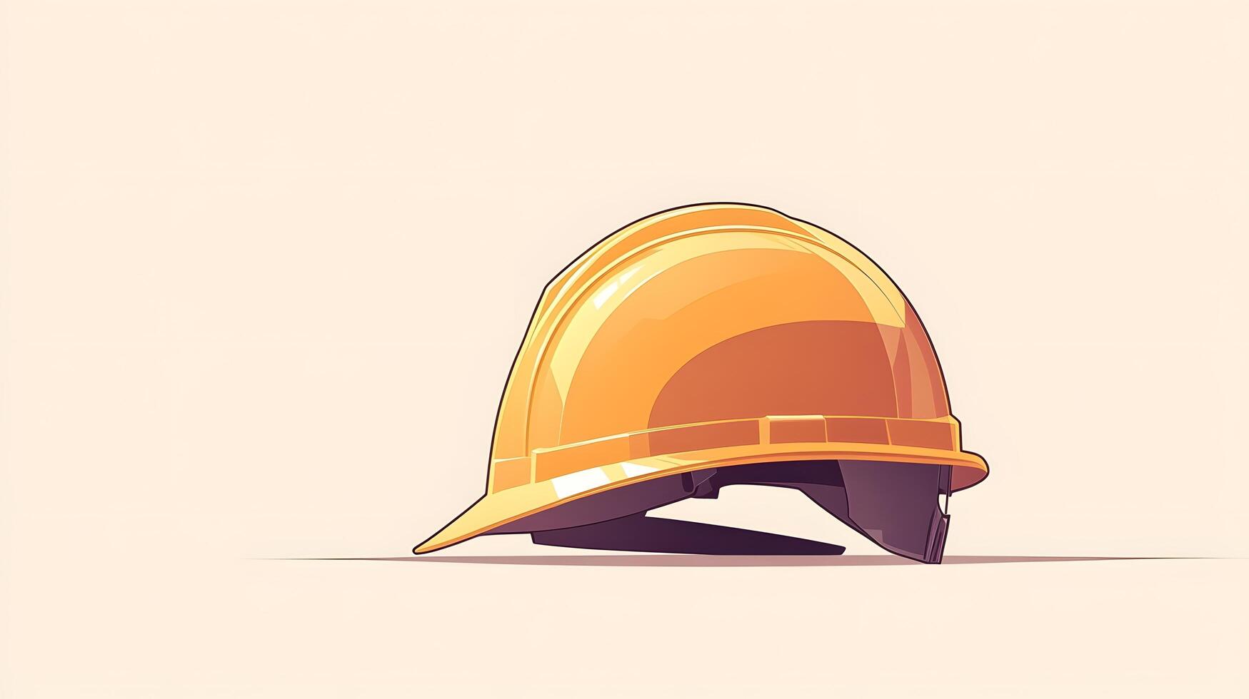 Minimalist cartoon illustration of yellow safety helmet, featuring simple clean design with soft shadows and smooth edges in professional art style. regulation photo