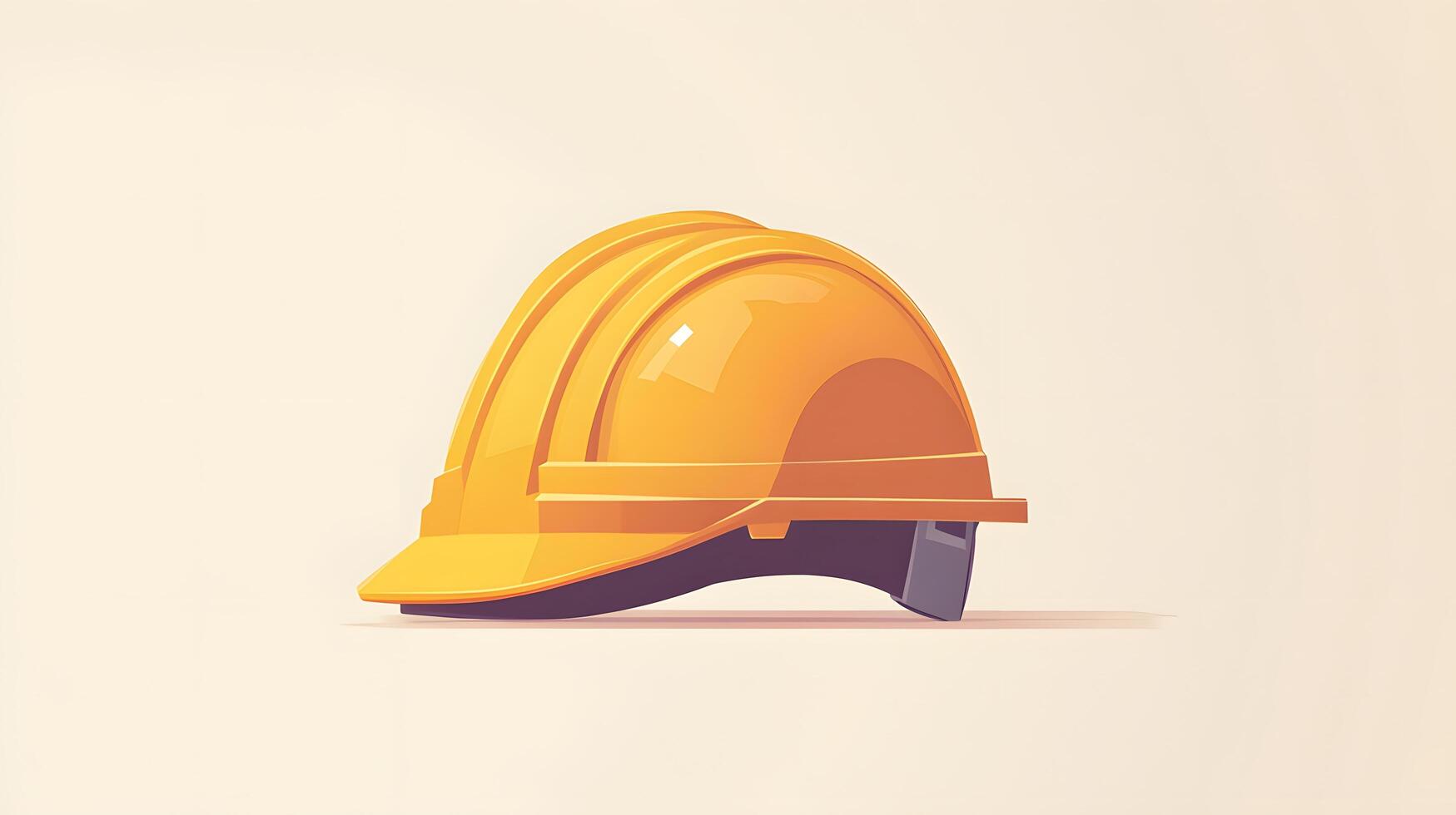 Minimalist cartoon illustration of yellow safety helmet, featuring simple clean design with soft shadows and smooth edges in professional art style. helmet photo