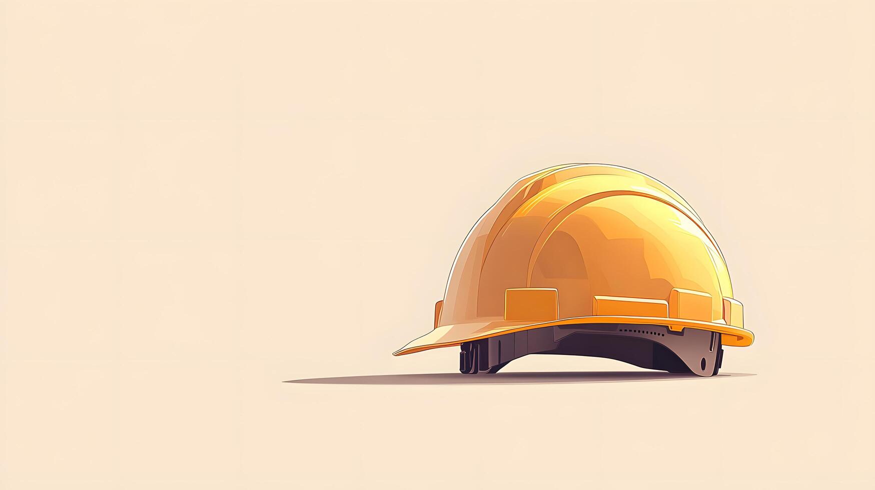Minimalist cartoon illustration of yellow safety helmet, featuring simple clean design with soft shadows and smooth edges in professional art style. safety photo
