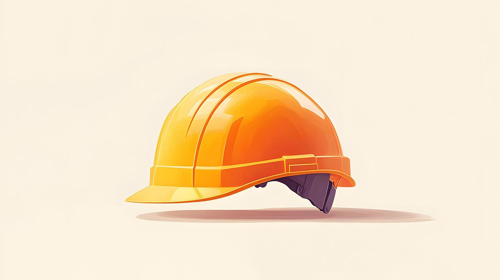 Minimalist cartoon illustration of yellow safety helmet, featuring simple clean design with soft shadows and smooth edges in professional art style. cartoon photo