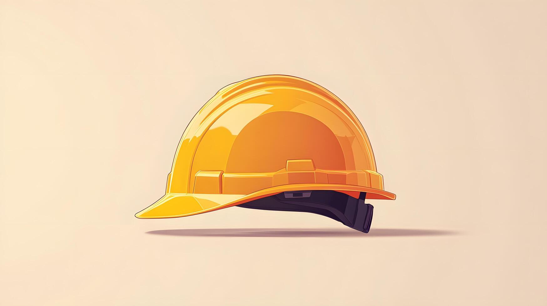 Minimalist cartoon illustration of yellow safety helmet, featuring simple clean design with soft shadows and smooth edges in professional art style. design photo