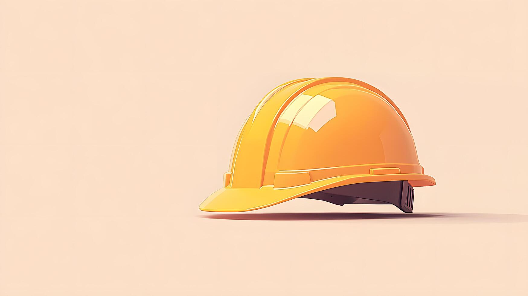 Minimalist cartoon illustration of yellow safety helmet, featuring simple clean design with soft shadows and smooth edges in professional art style. edges photo