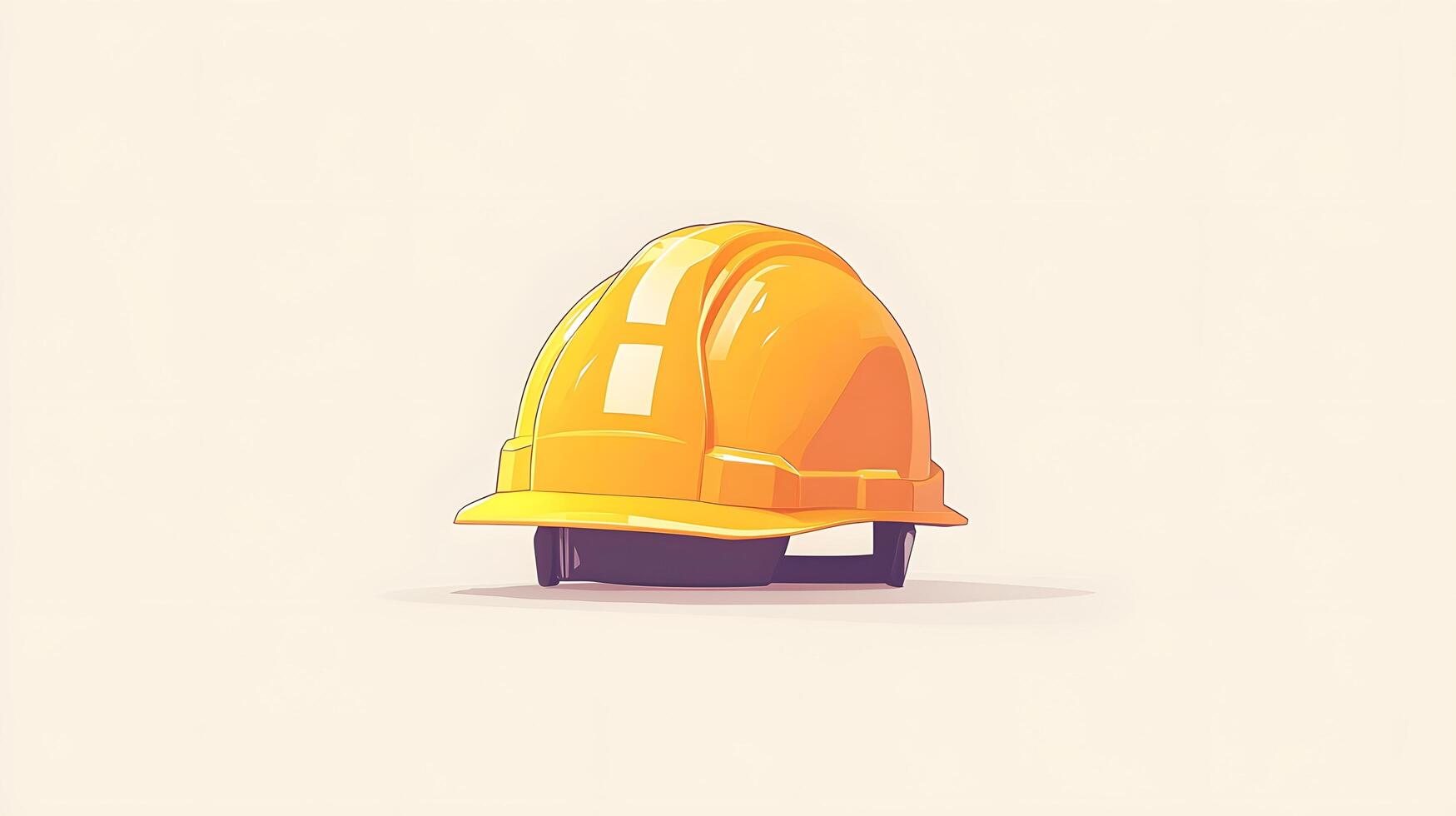 Minimalist cartoon illustration of yellow safety helmet, featuring simple clean design with soft shadows and smooth edges in professional art style. shadows photo