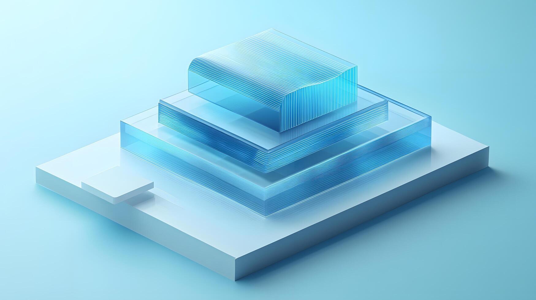 3D business data visualization with floating blue bar charts, UI dashboard elements, and white geometric platforms, featuring holographic statistics in modern infographic style. indicators photo