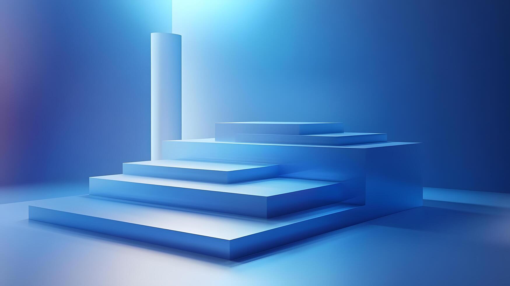 3D business data visualization with floating blue bar charts, UI dashboard elements, and white geometric platforms, featuring holographic statistics in modern infographic style. graphics photo
