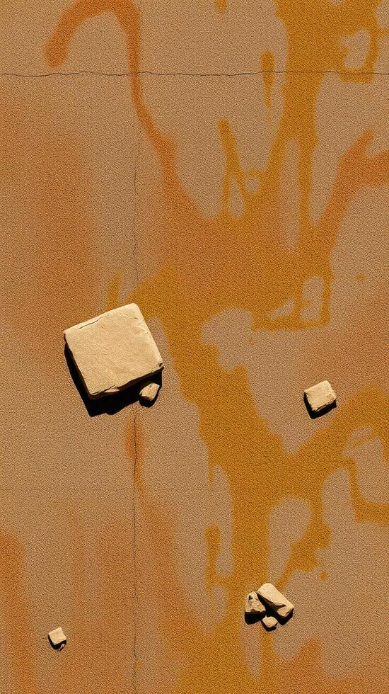 A painting of a wall with some rocks on it photo