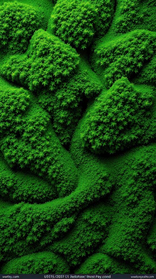 A green mossy background with some trees photo