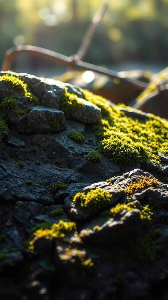 A close up of moss on a rock photo