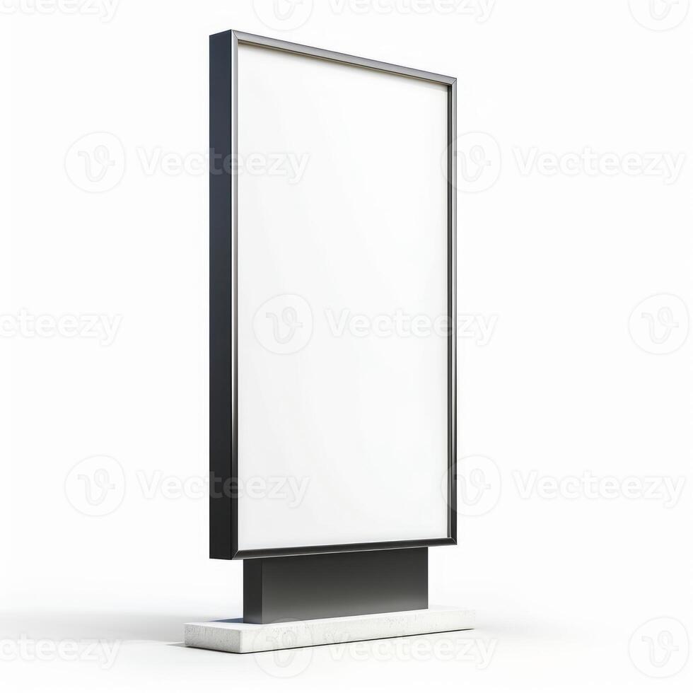 Modern blank billboard displaying empty space for advertisement on white background photo