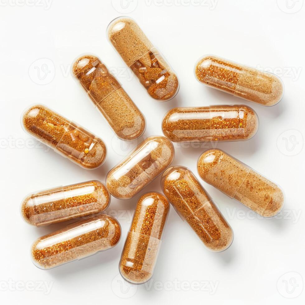 Group of turmeric capsules providing natural anti inflammatory support photo