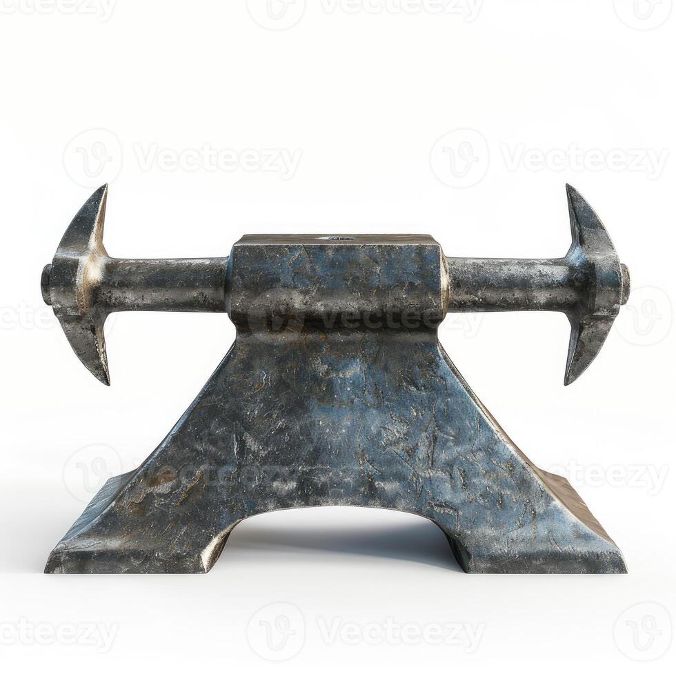 Old metal bench anvil with two horns supporting jewelry work photo