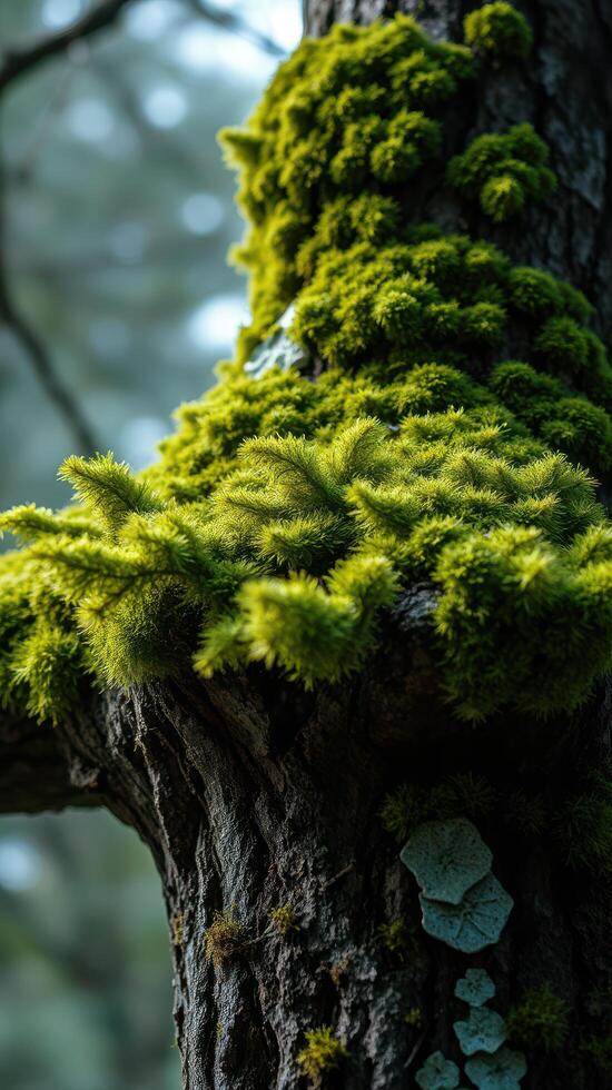 A moss covered tree trunk photo
