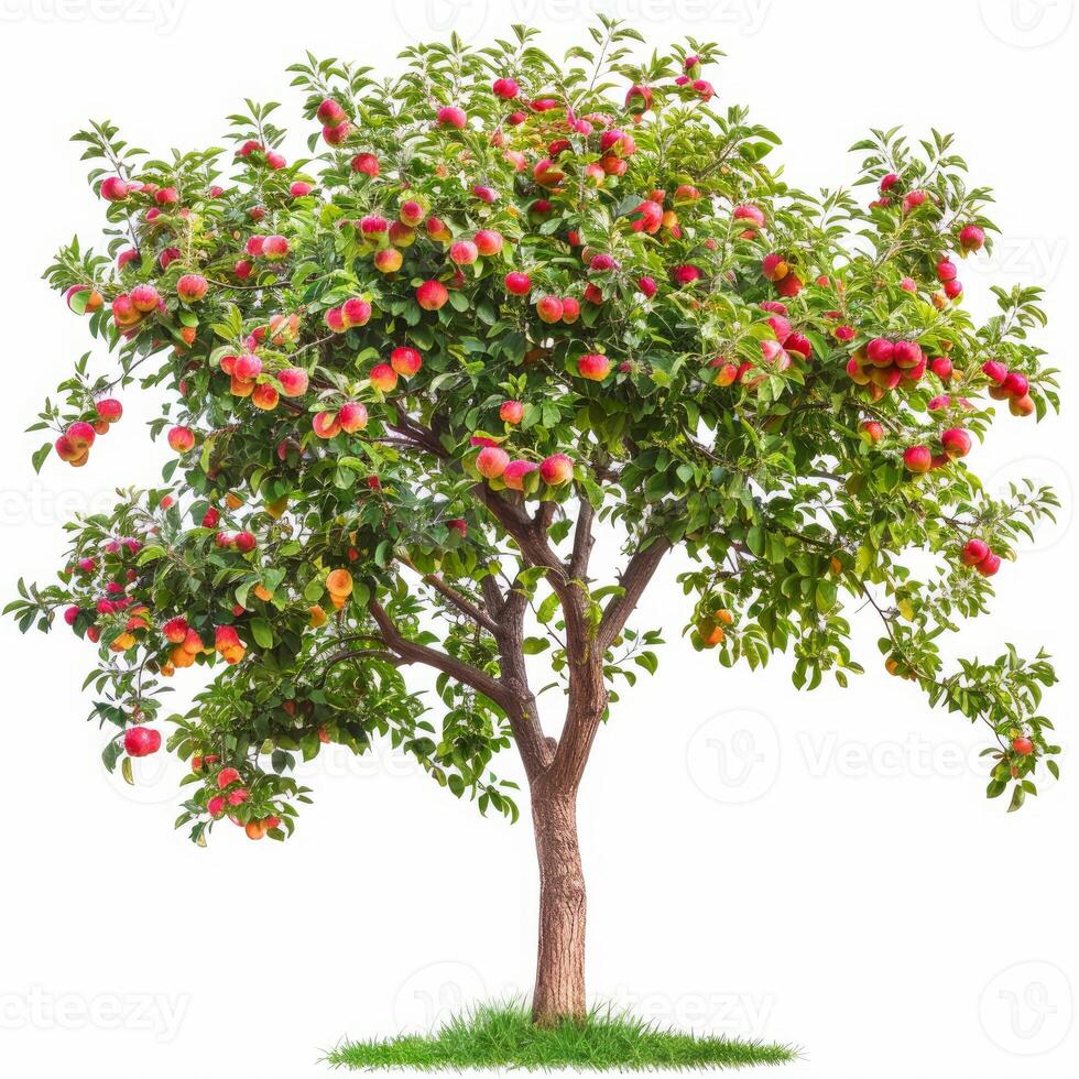 Apple tree full of ripe red apples isolated on white background photo
