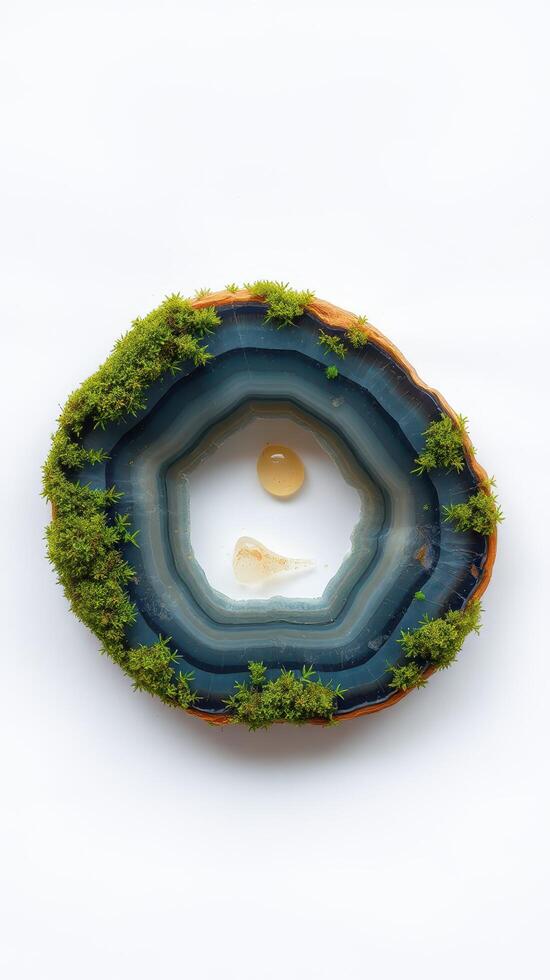 A blue agate with moss on it photo