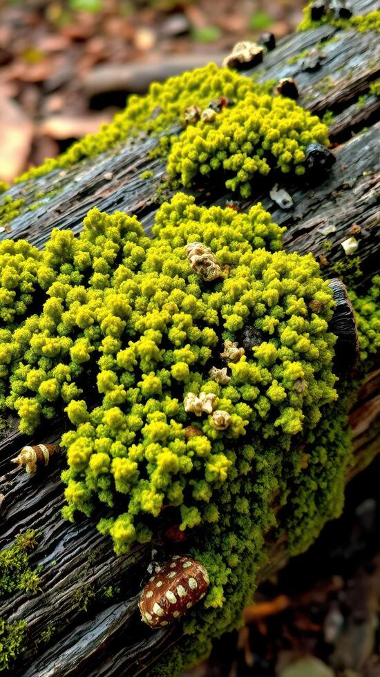 A log with moss growing on it photo