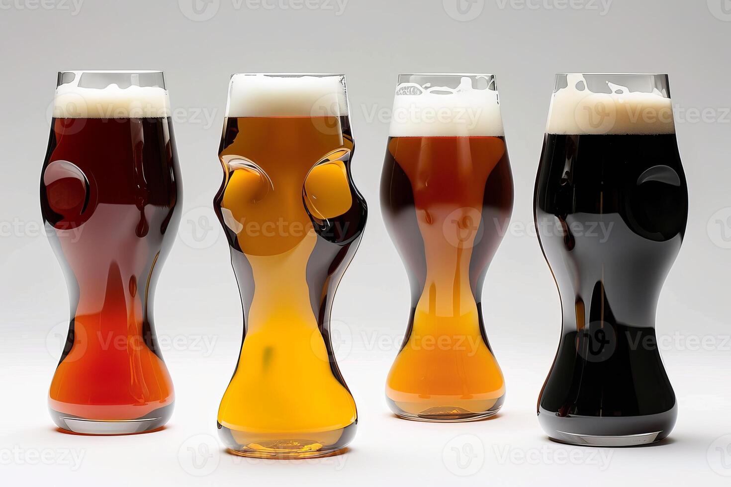 Four beer glasses showing different styles of beer photo