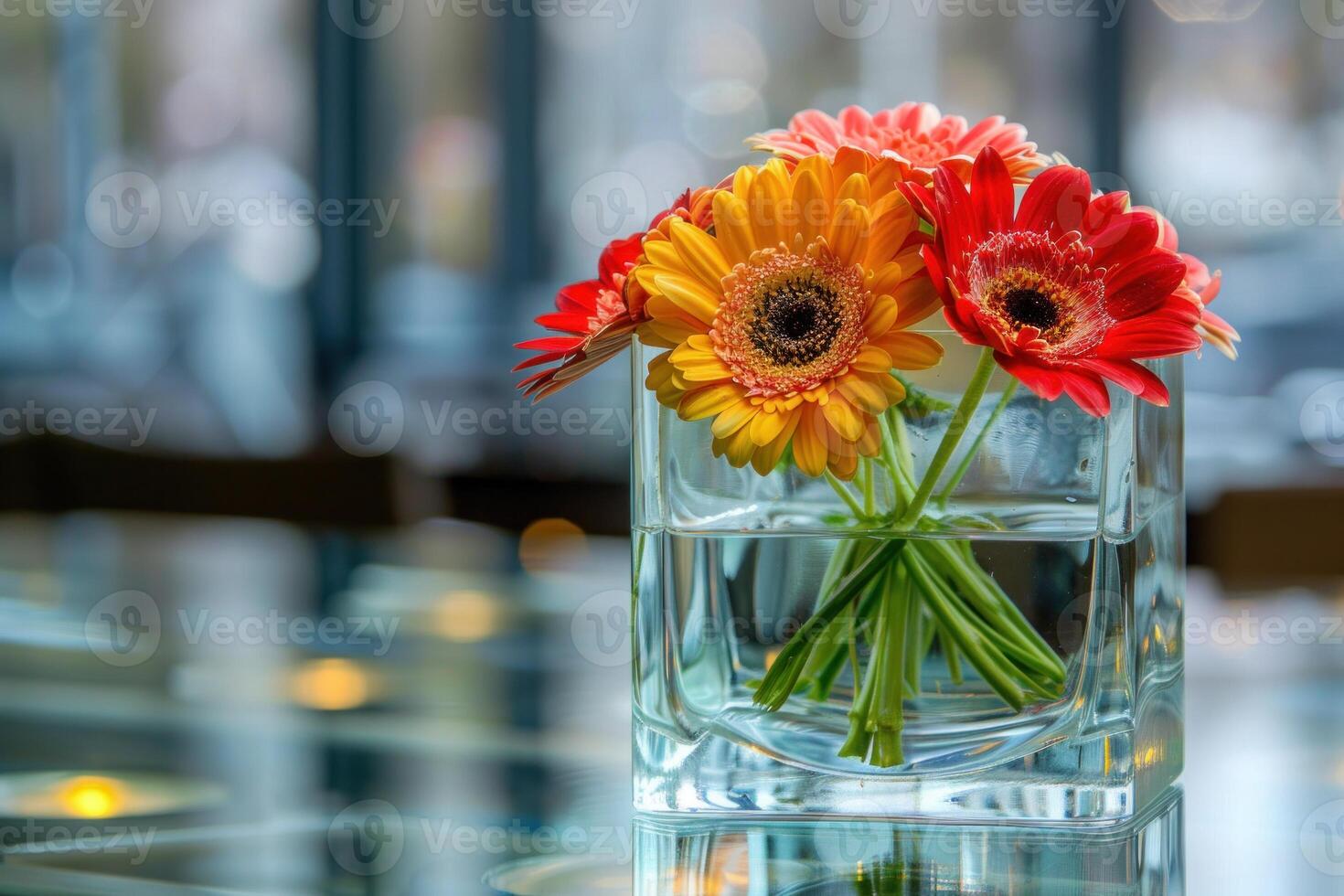 Vibrant gerberas bringing joy to modern interior design photo