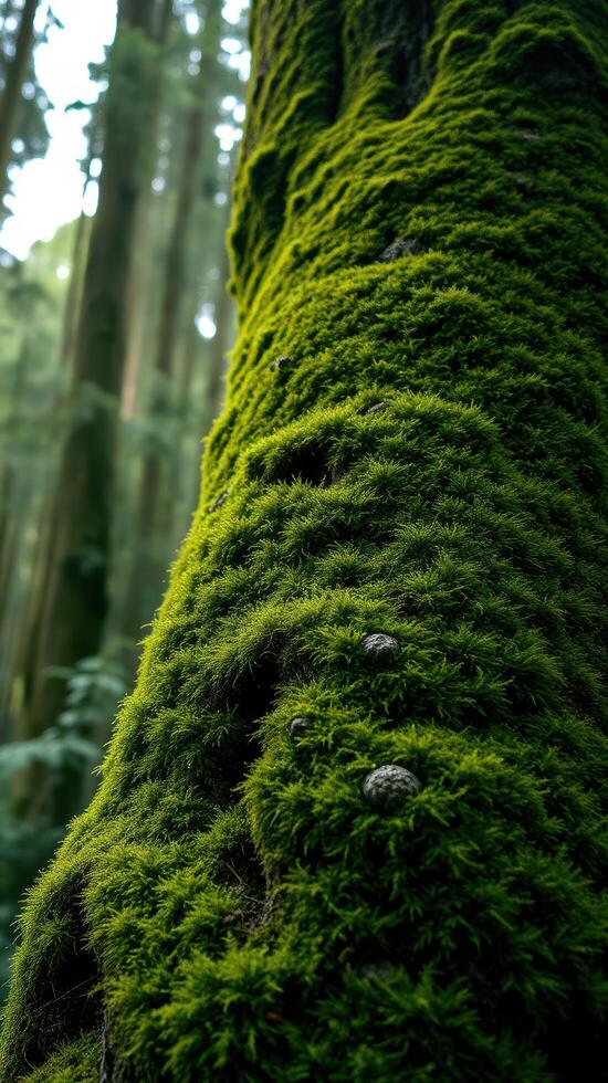 A large tree with moss growing on it photo
