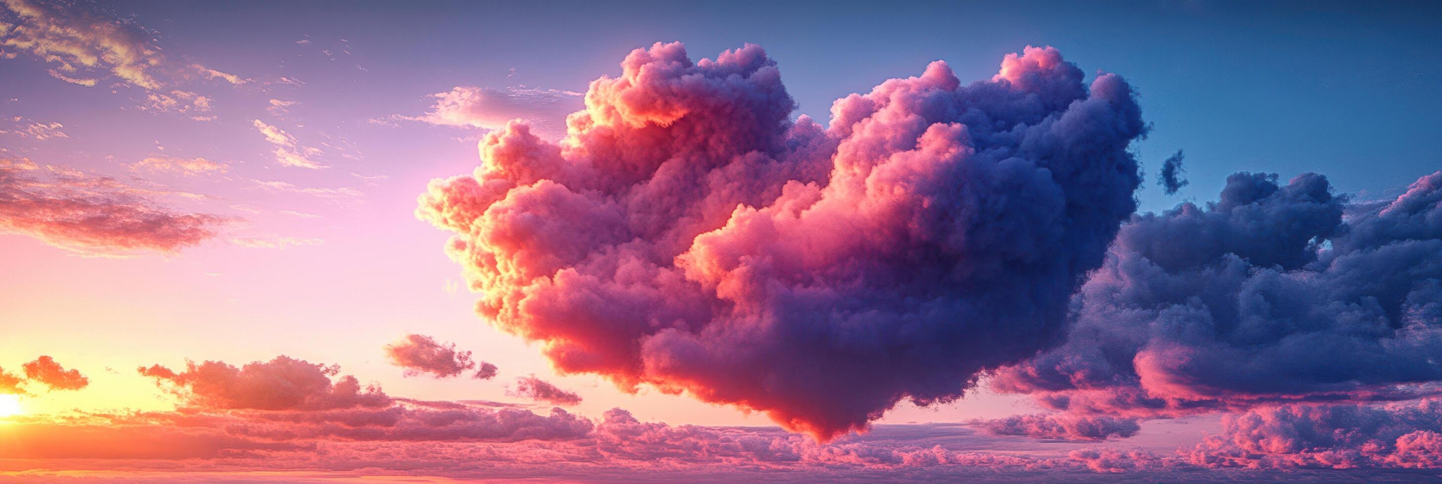 Clouds in the sky with a heart shaped cloud photo