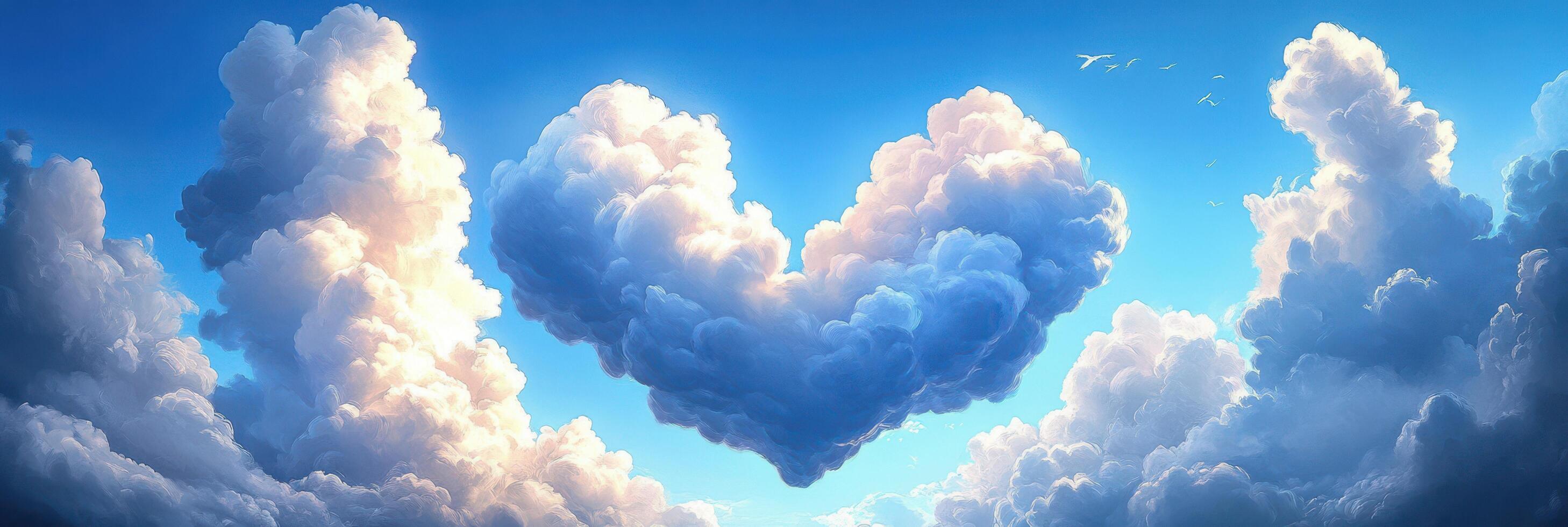 Clouds and heart shape in the sky photo