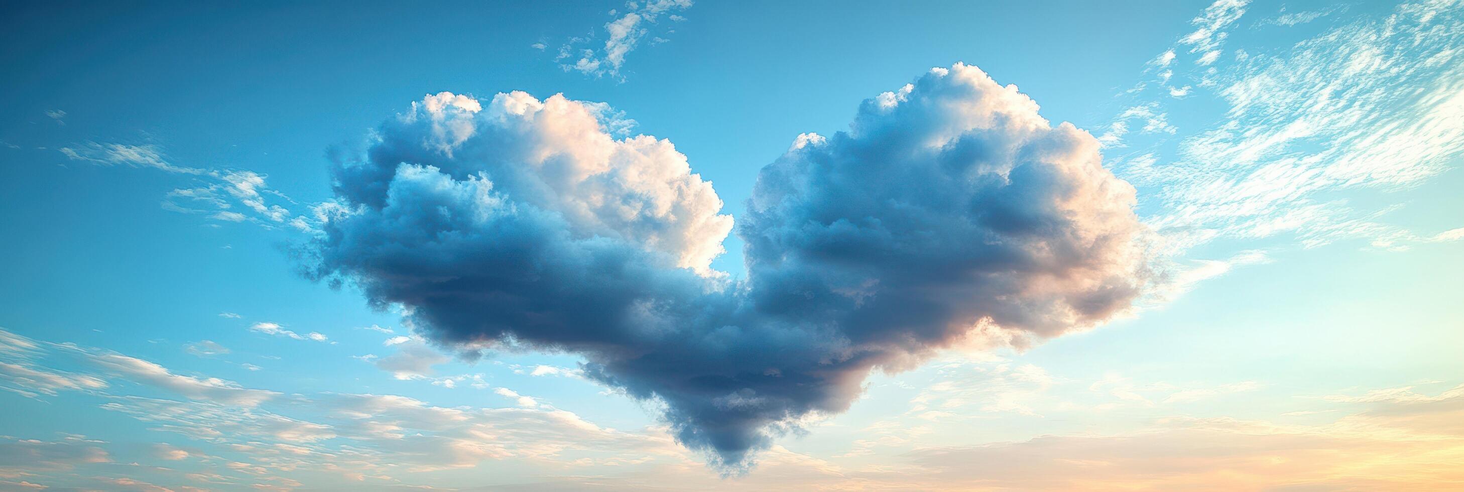 Clouds in the shape of a heart in the sky photo