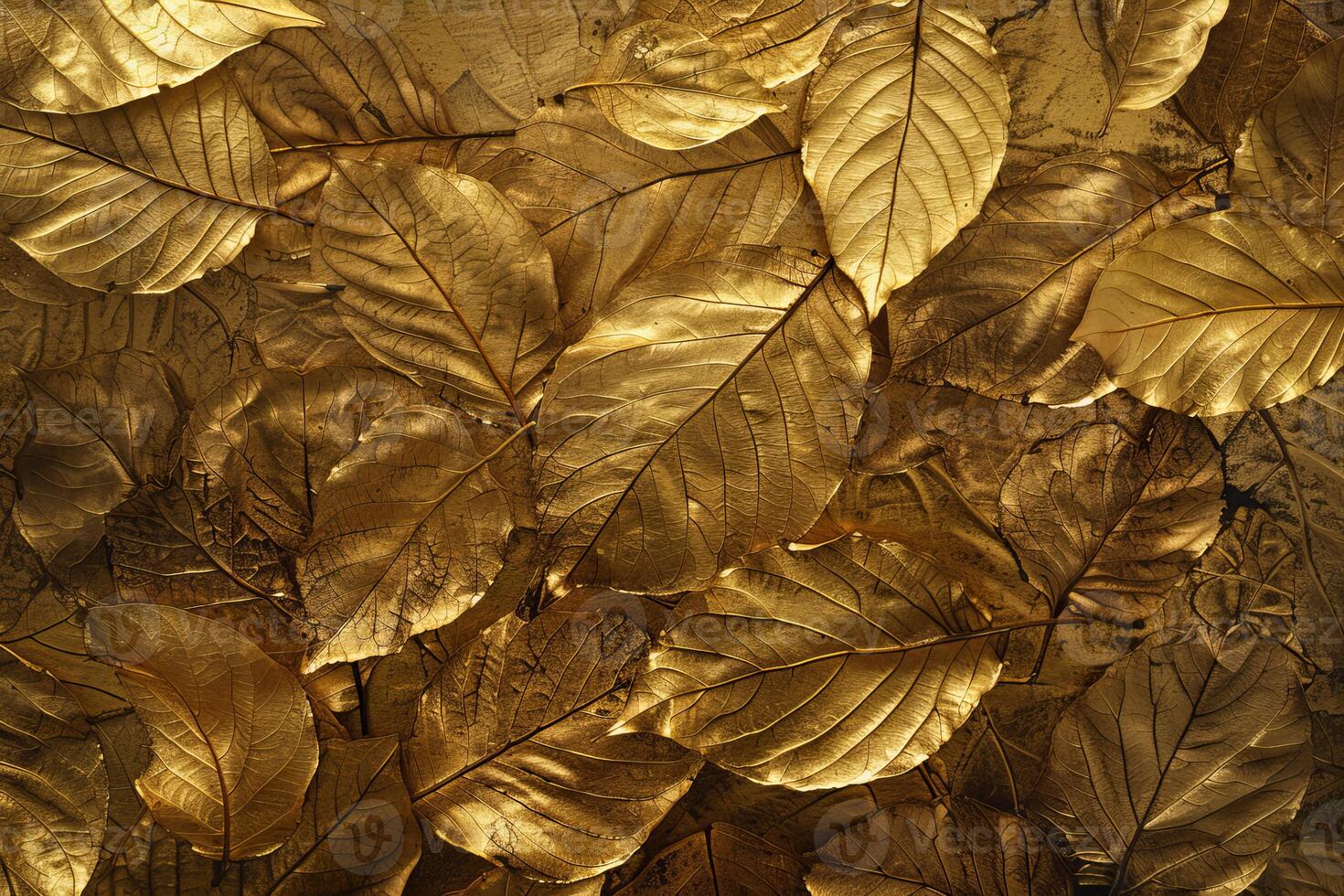 Golden leaves creating a luxurious and elegant background photo