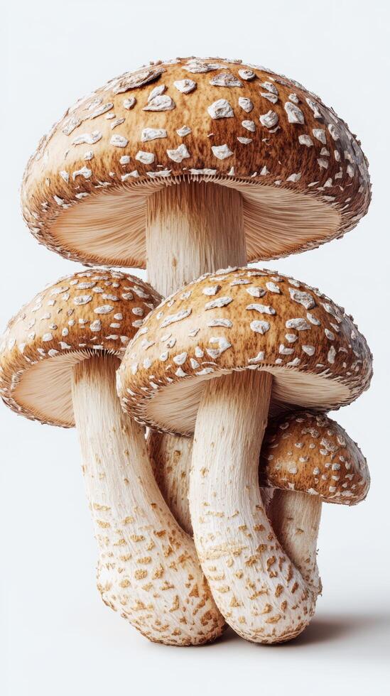 Three mushrooms are arranged on top of each other photo