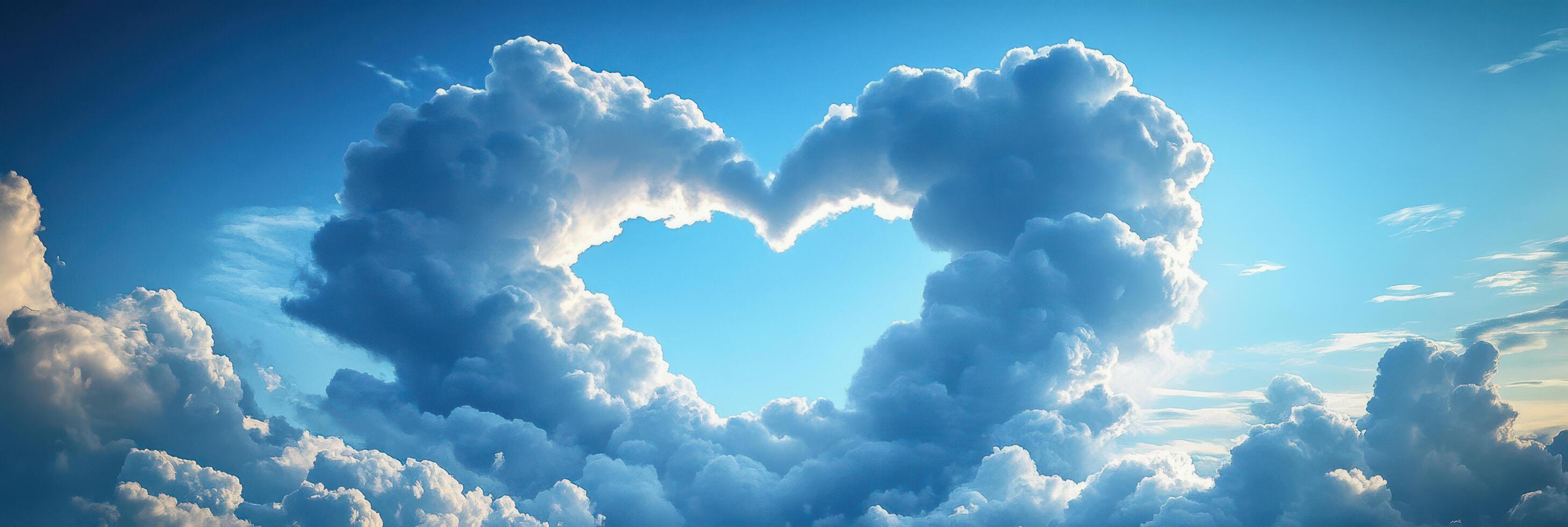 Heart shaped clouds in the sky photo