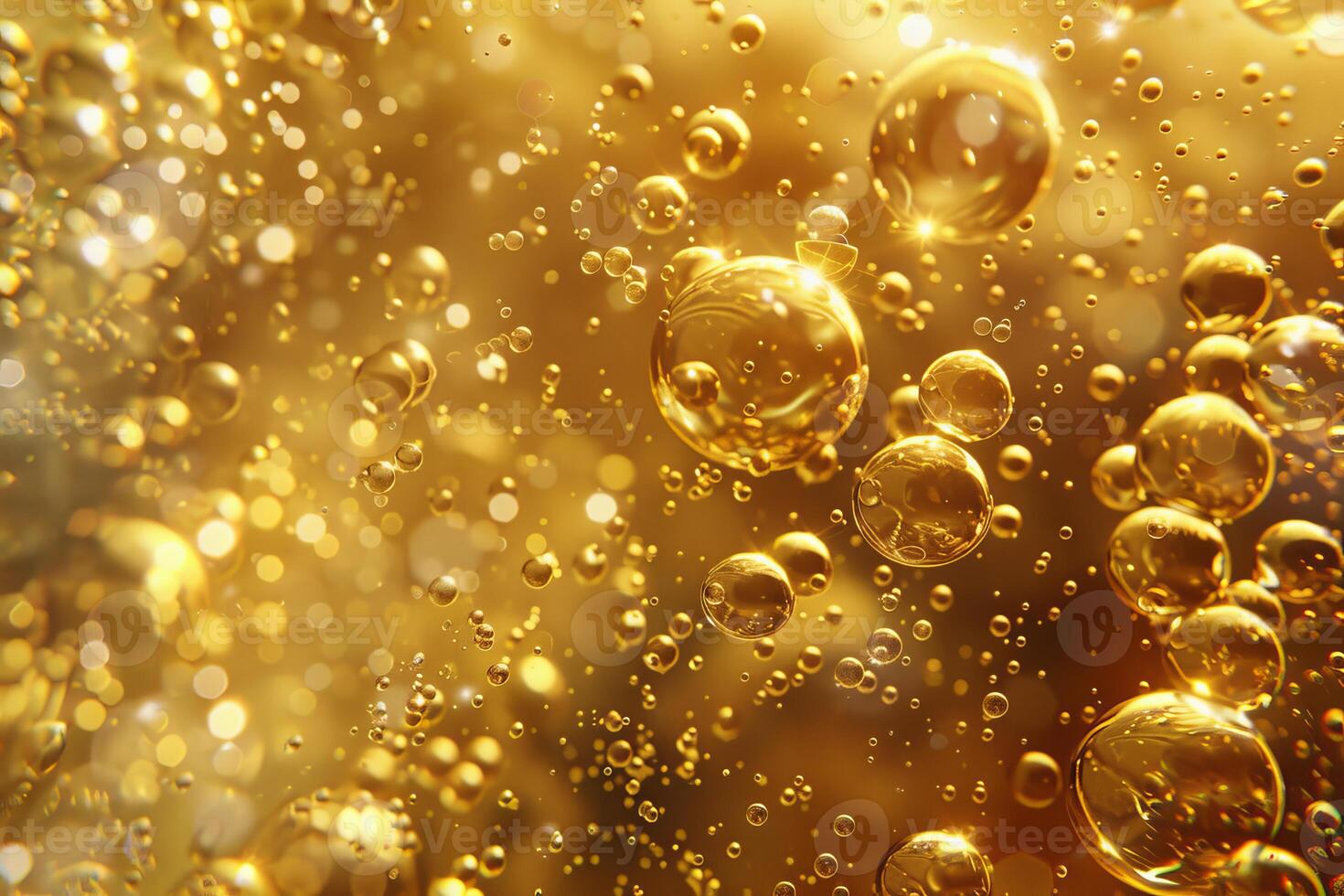 Golden bubbles floating and creating a festive atmosphere photo