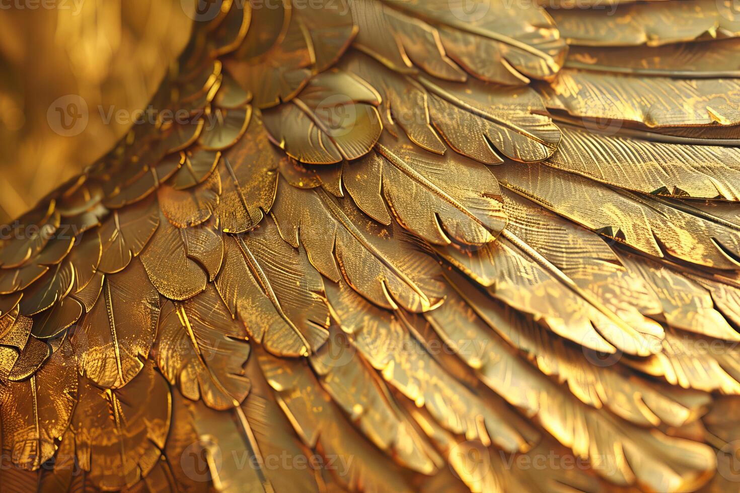 Golden feathers forming a majestic wing, a symbol of power and grace photo