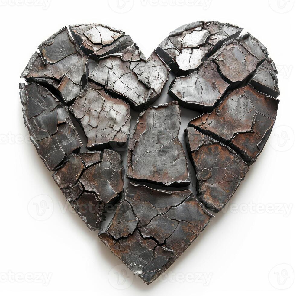 Broken heart representing lost love and difficult emotions photo