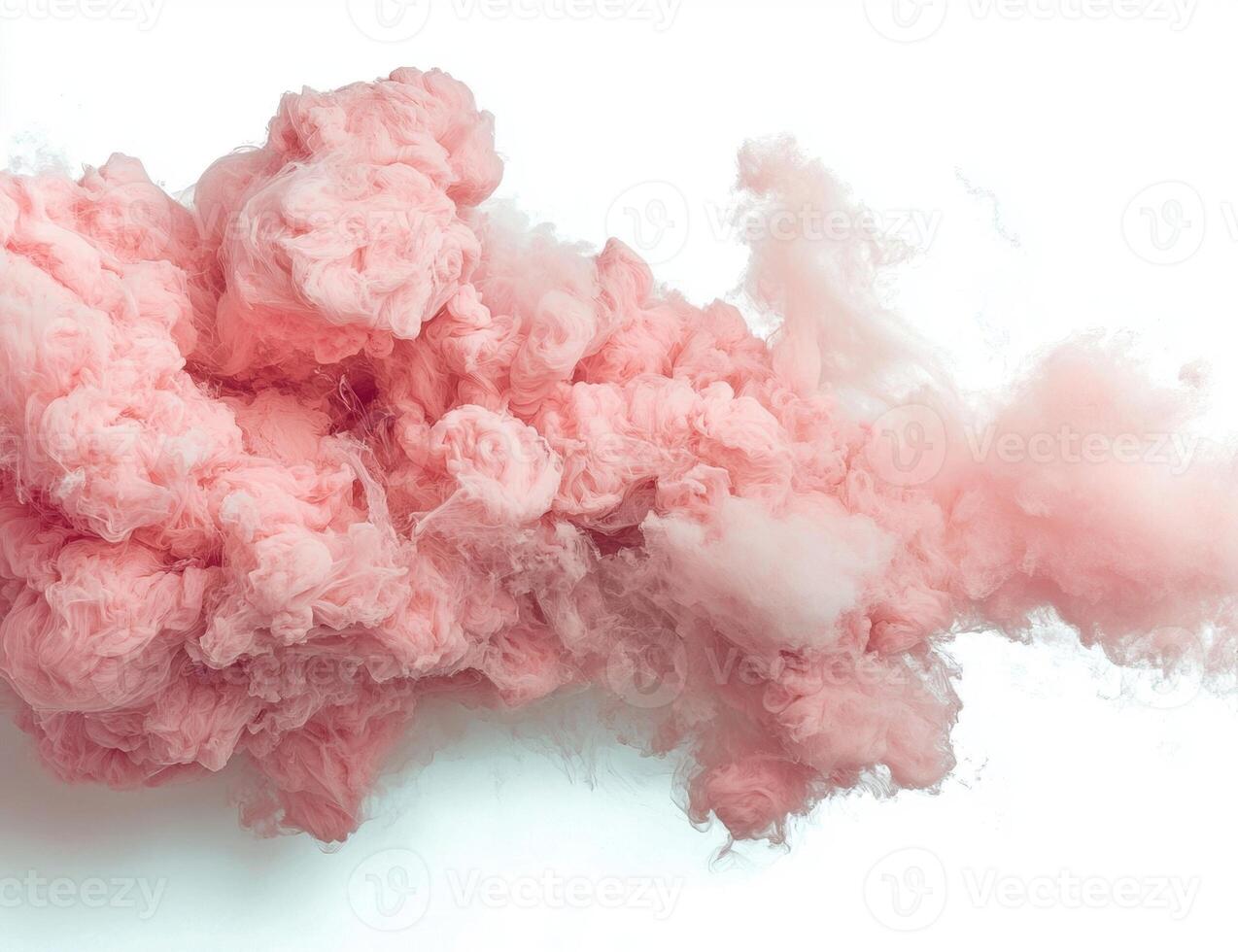 Abstract pink smoke cloud on white background photo
