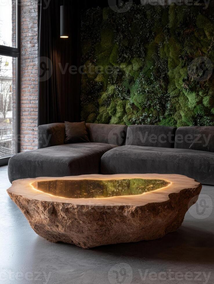 Modern living room interior with a unique coffee table photo