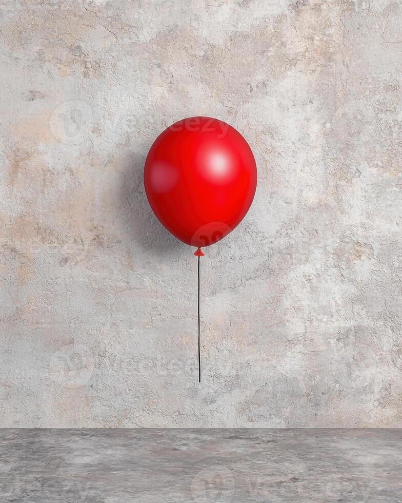 Single red balloon floating in a room photo