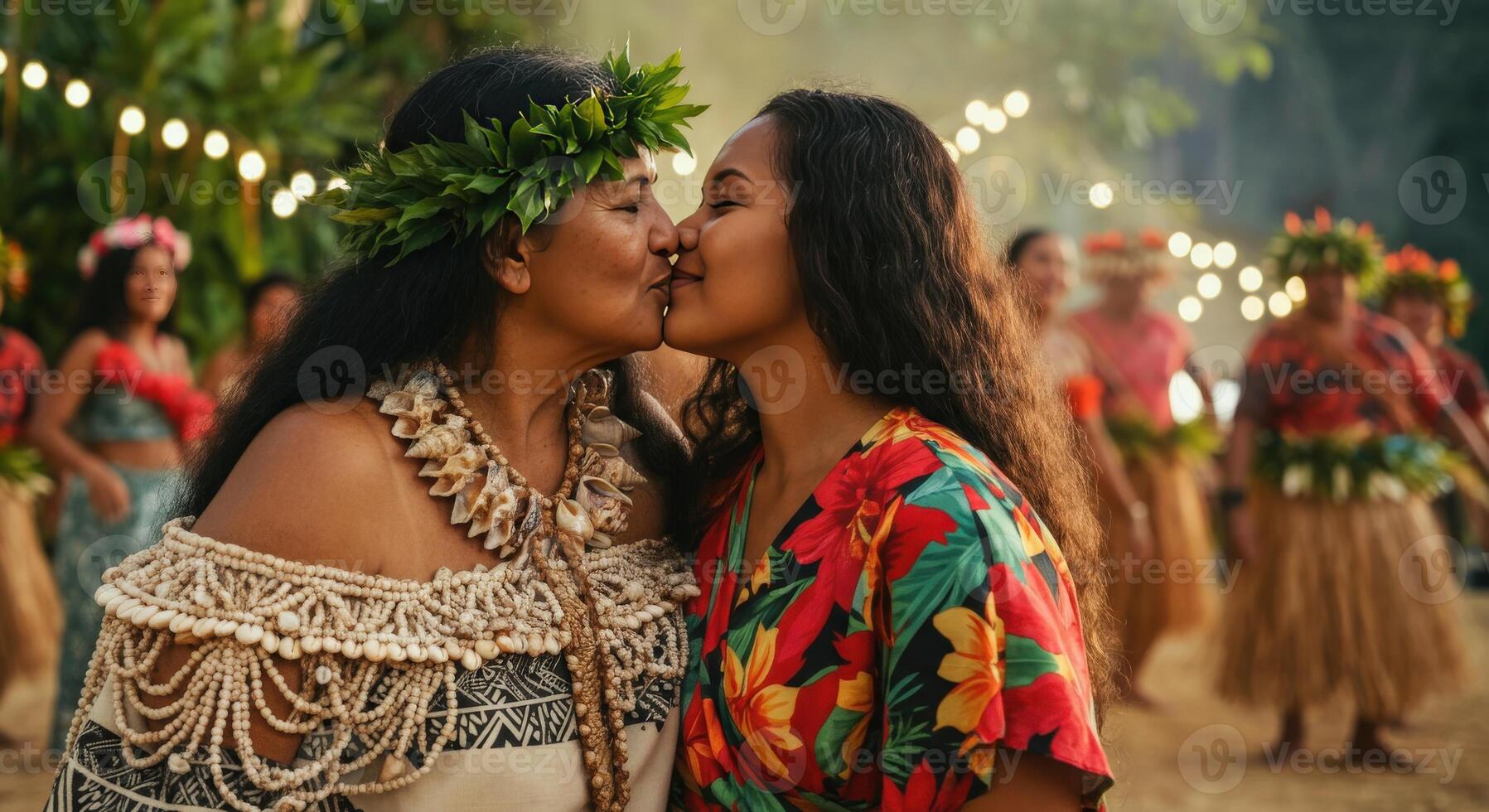 Cultural celebration embracing diversity and generational connection in vibrant hawaiian setting photo