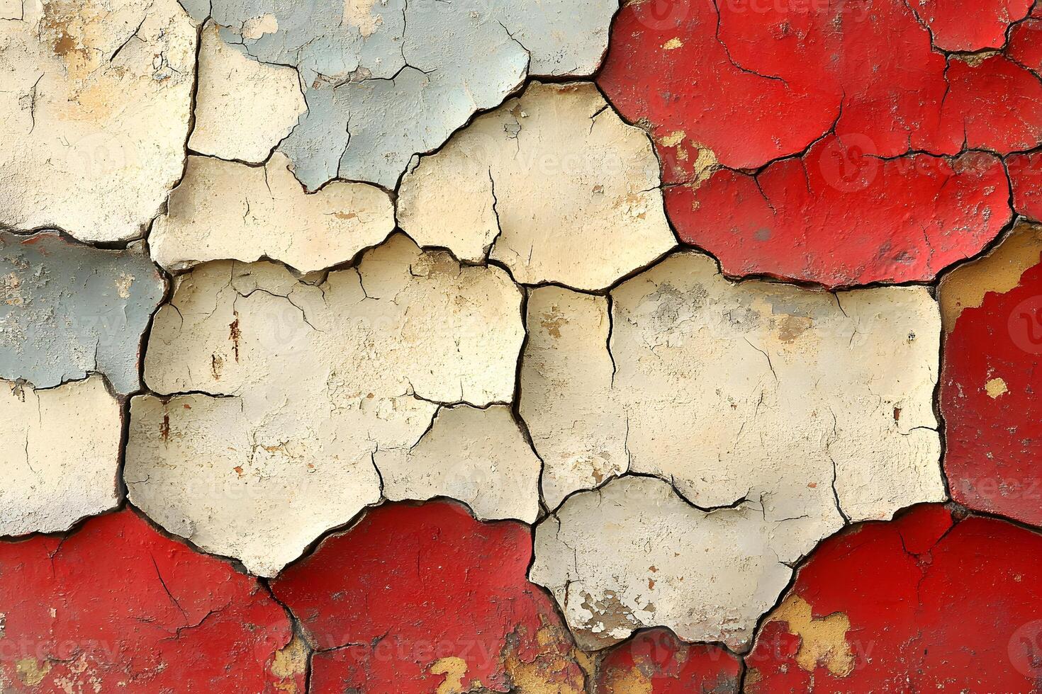 Vintage Texture of Cracked Peeling Paint in Red and Beige for Creative Backgrounds photo