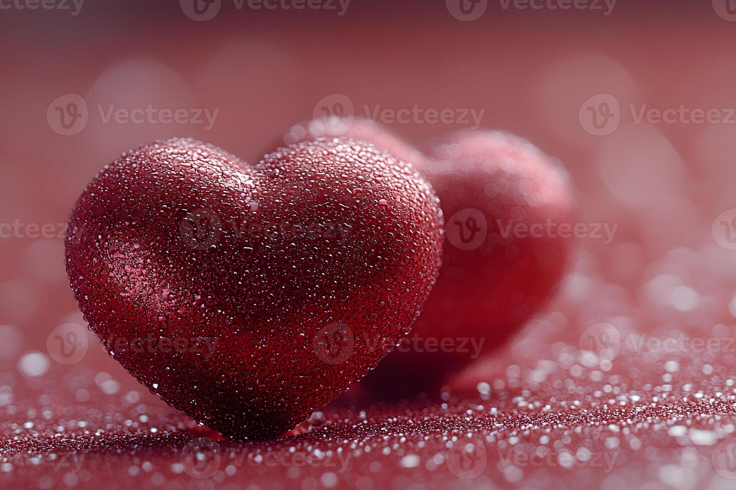 Romantic Heart-Shaped Dew-Covered Objects for Valentine's Day Design and Decoration photo