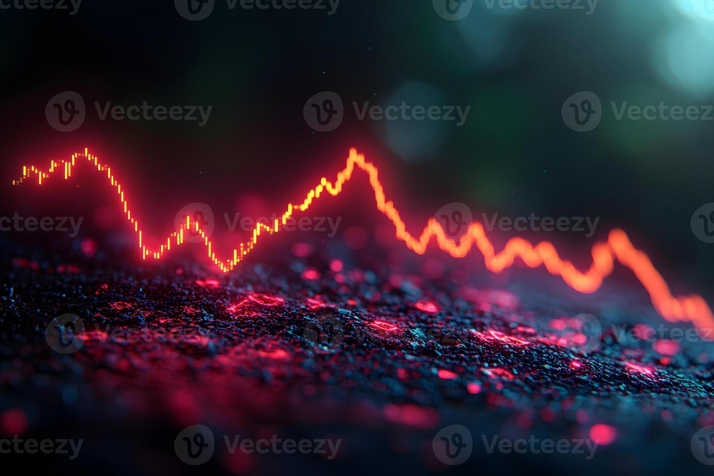 Futuristic Financial Data Visualization with Neon Red Graph on Dark Background for Technology Design photo