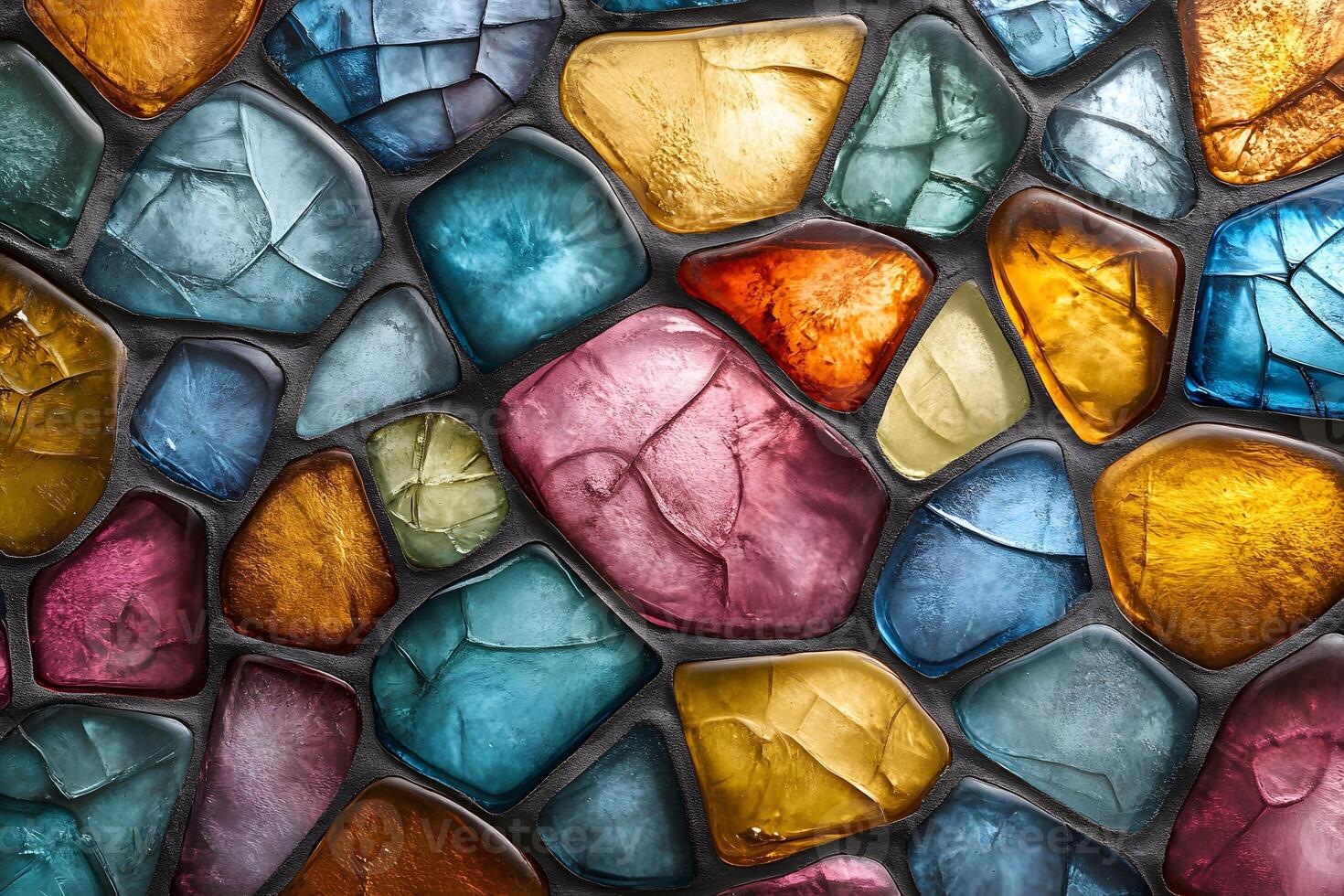 Colorful Textured Stained Glass Stones for Artistic Interior Design and Home Decor photo