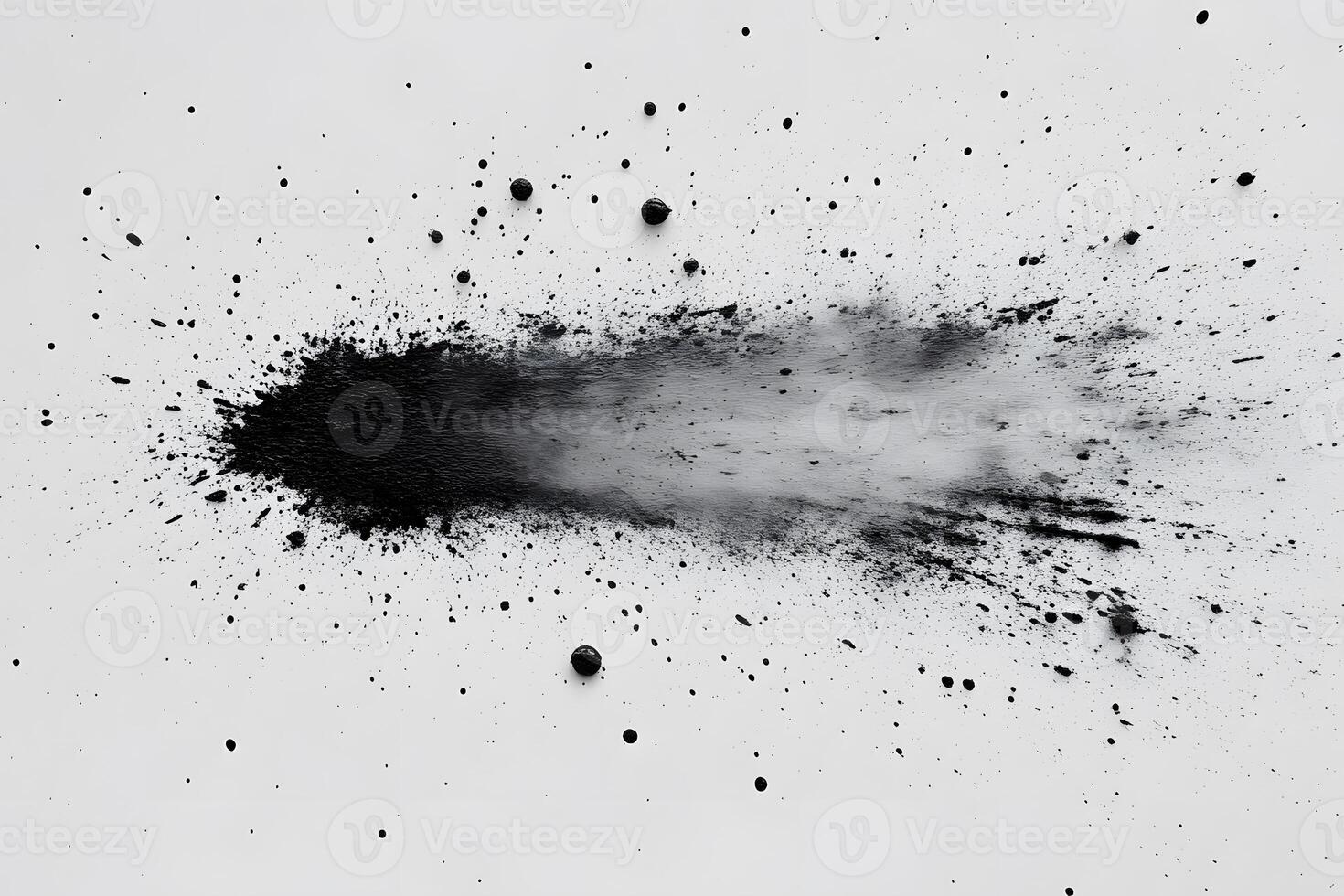 Abstract Black Ink Splatter on White Background for Artistic Design and Creativity photo