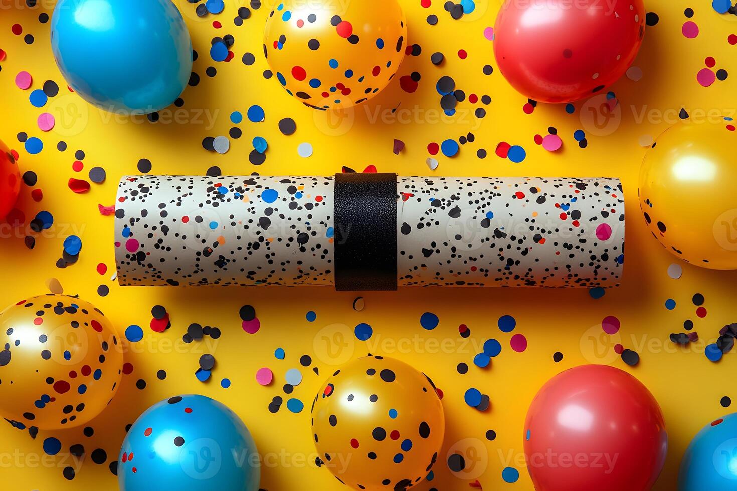 Colorful Celebration with Balloons and Confetti for Festive Party Decor photo