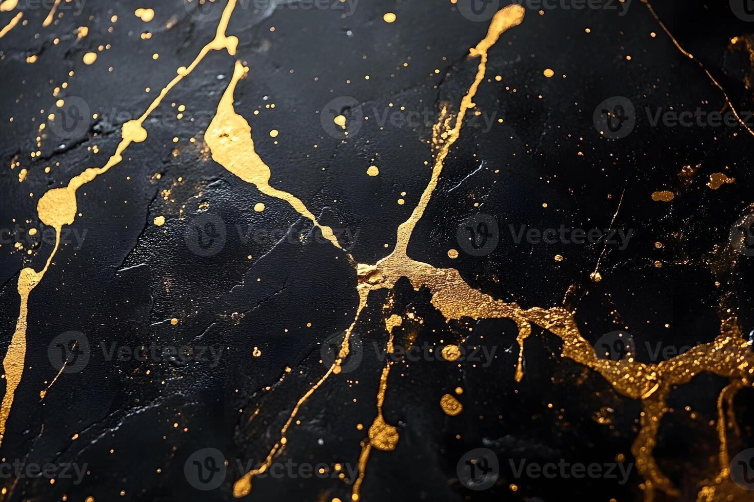 Abstract Gold Splatter on Black Background - Luxury Art Design for Modern Decor photo