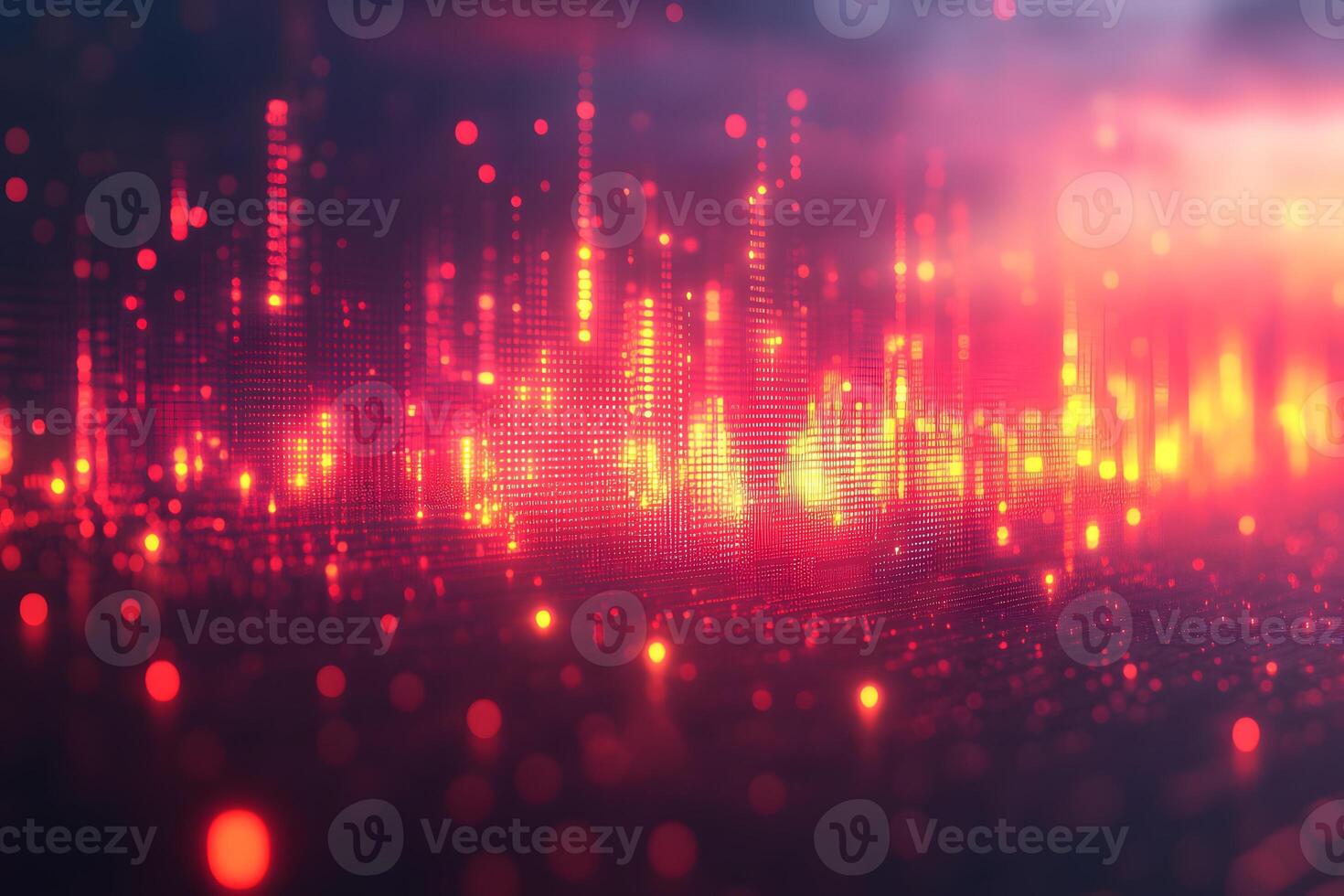 Abstract Digital Data Waveform with Glowing Red and Orange Lights for Technology Design photo