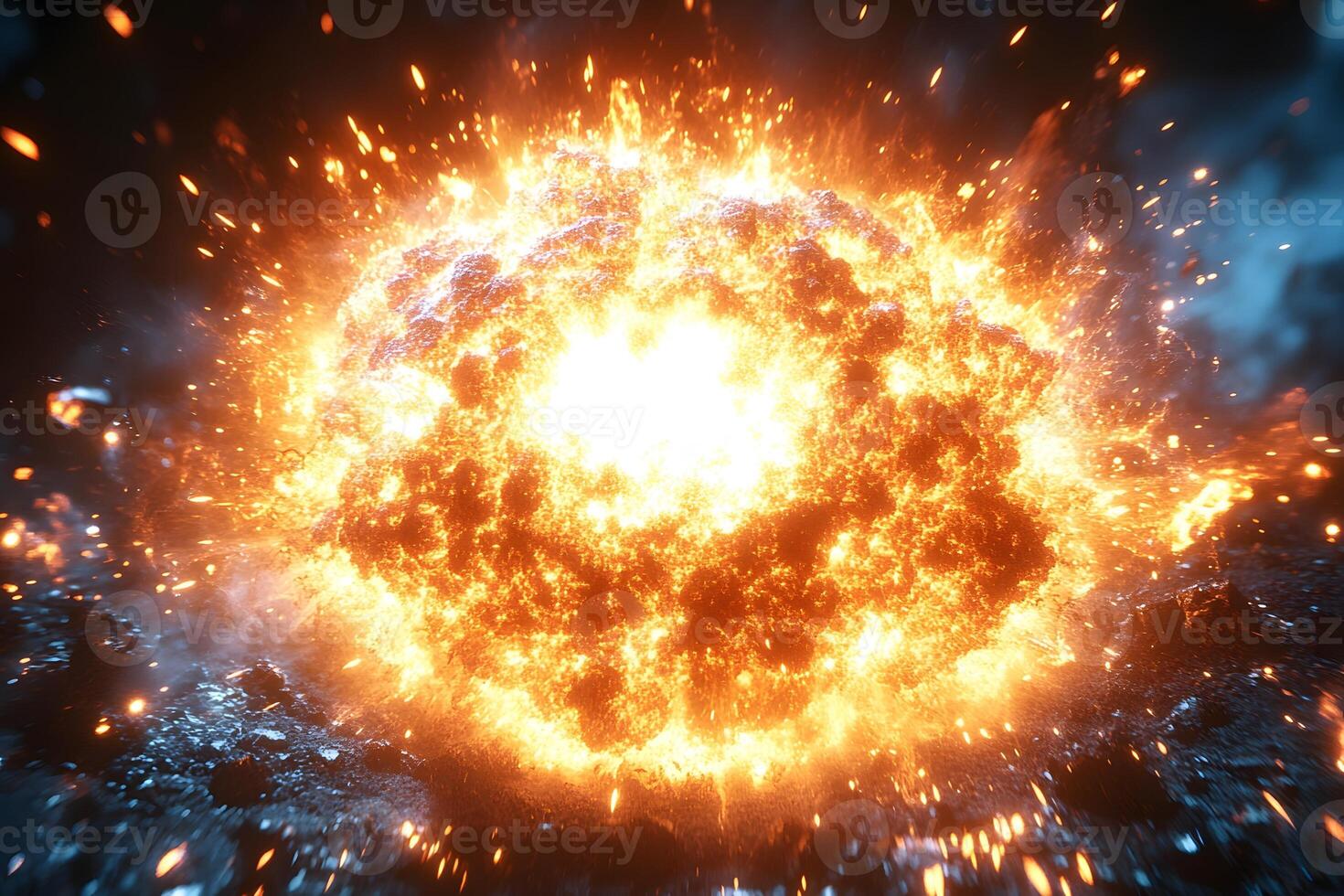 Fiery Explosion with Dynamic Flames and Sparks for Action Scenes and Special Effects photo