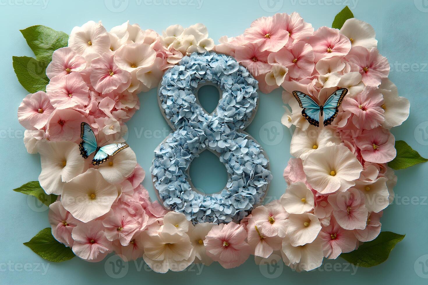 Floral Number Eight with Butterflies for Spring Decor and Events photo