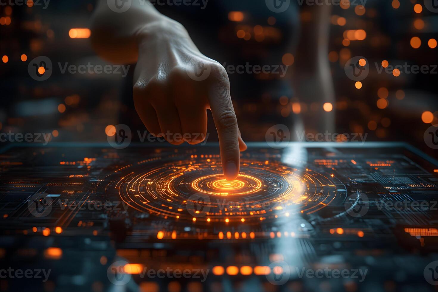 Futuristic User Interface Interaction with Virtual Touchscreen for Technology Design photo