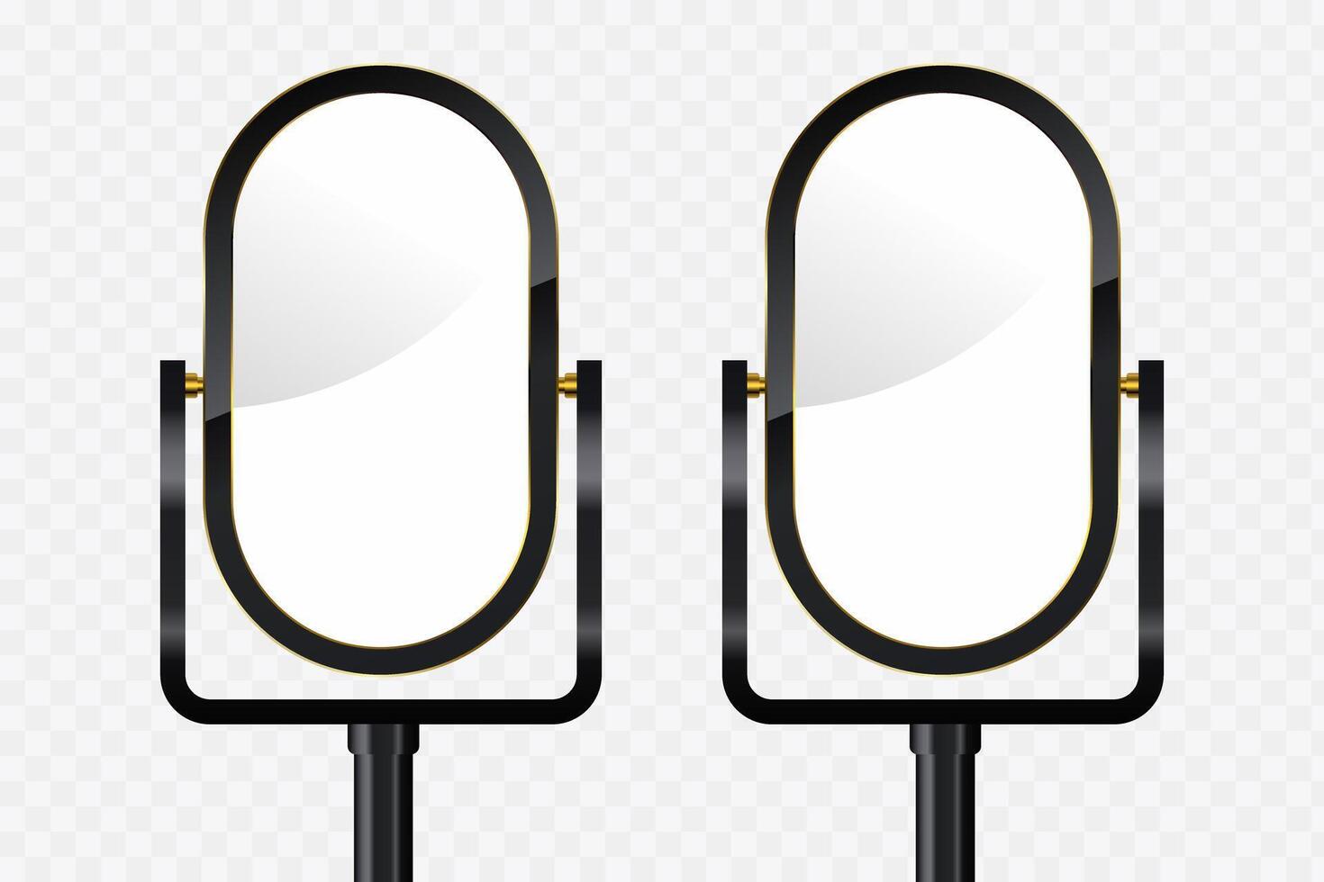 Set of two Outdoor Led Screens Mockup, and the opacity editable LED . Two outdoor lightboxes with empty space in transparent hanging technology LED. vector