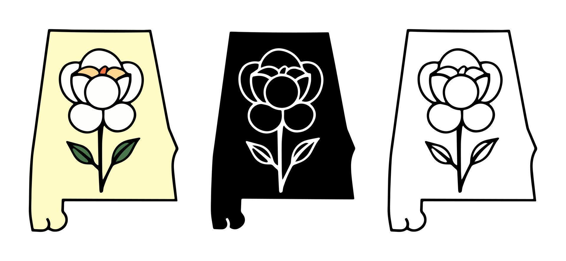 Alabama State Emblem Featuring Cotton Flower and Map vector