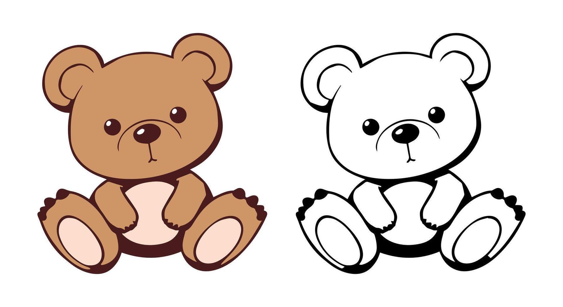 Set Outlines of Teddy Bear Silhouettes in Bright Bold Colors vector