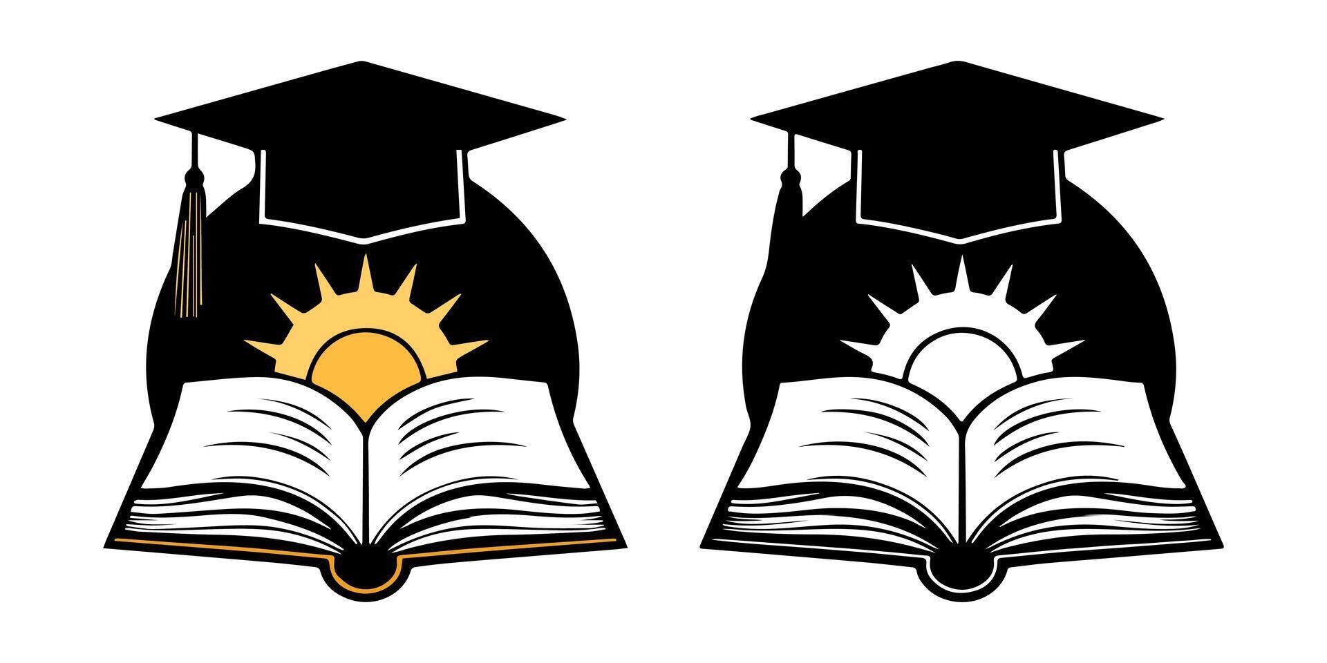 Retro Inspired Graduation Emblem Set with Academic Symbols vector